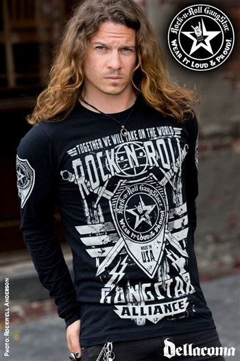 Rock-n-Roll GangStar Alliance V2 Mens Long Sleeve Rock Heavy Metal T Shirt