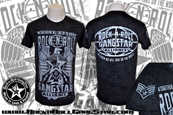 Alliance Mens Black Burnout T Shirt Rock n Roll Heavy Metal