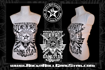 Alliance V2 Boy Beater Girls Tank Top White Rock n Roll Heavy Metal t shirt