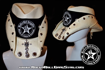 Custom Shapeable Cowboy Hat white version 2 Rock and Roll Heavy Metal ...