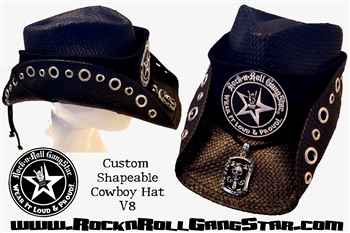 Custom Shapeable Cowboy Hat black version 8 Rock and Roll Heavy Metal ...