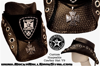 Custom Shapeable Cowboy Hat black version 9 Rock and Roll Heavy Metal ...