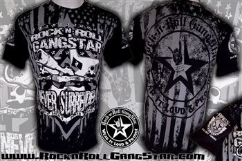 Rock-n-Roll GangStar Alliance Never Surrender Rock Heavy Metal T Shirt