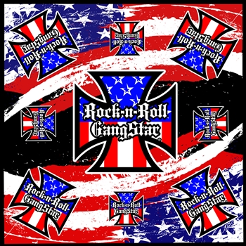 Red White & Blue Iron Cross Bandana Rock and Roll Heavy Metal Biker accessories lifestyle Rock n Roll GangStar