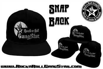 Rectangular Silver Logo Snap Back Ball Cap Rock n Roll Heavy Metal Biker clothing accessories Rock-n-Roll GangStar